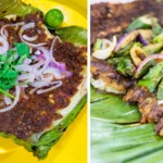 Grilled stingray served on a banana leaf with spicy sambal sauce, one of the top best foods in Sandakan