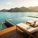 Sabah Honeymoon Tour Packages — Luxury Overwater Villa Balcony and Turquoise Ocean Panorama in Sabah Borneo | Milas Travel & Tours